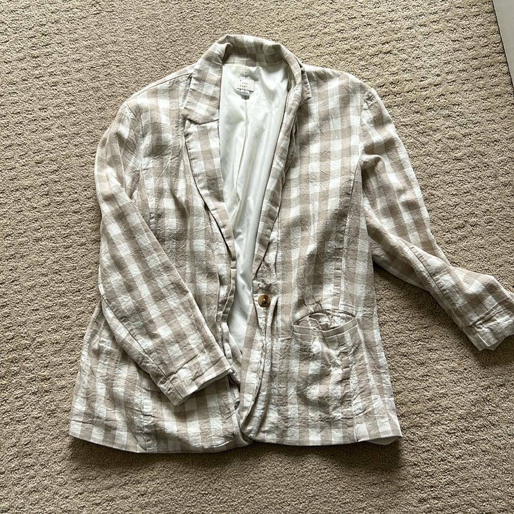 Linen checked blazer